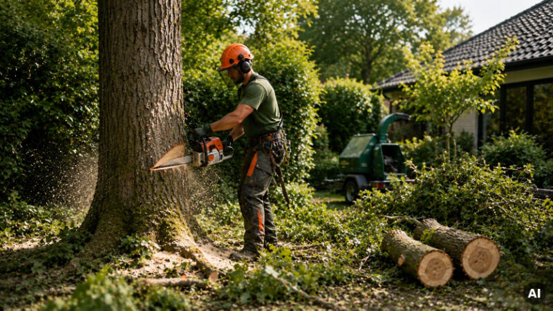 Baumfällarbeiten Baumfällarbeiten im grünen Garten